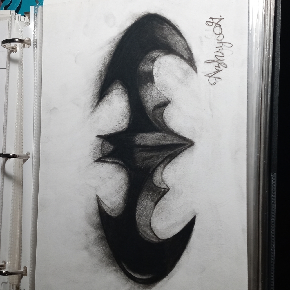 Charcoal Drawing of the Bat sign